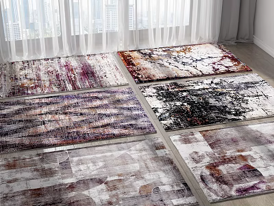 Colorful Abstract Pattern Square Rugs With Modern Design For Home Decor 3d model