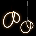 Stylish Modern Neon Chandelier With Curved Illuminated Lines Hanging Design
