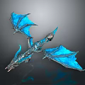 Game Movie Character Blue Dragon With Shiny Metallic Body And Transparent Blue Wings