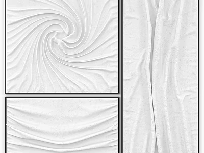 White Textured Fabric With Swirl Pattern And Soft Drapery Folds Design 3d model