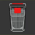 Metal Shopping Cart With Red Handle Multi Layer Design Wheeled Retail Equipment