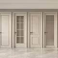 Light Beige Hinged Doors With Various Designs And Glass Panels In Modern Interior