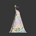 Elegant Formal Gown With Colorful Butterfly Patterns And Pastel Gradient Design