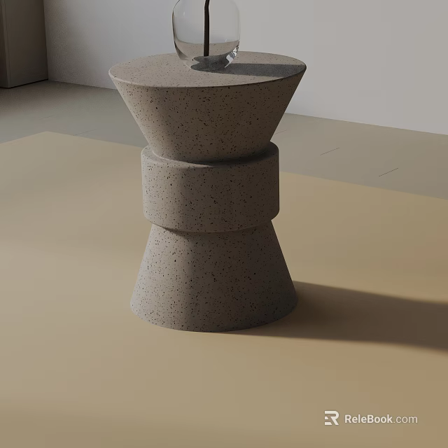 Modern Speckled Concrete Side Table With Stacked Geometric Structure And Smooth Surface 3d model