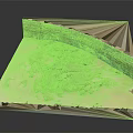 Wood And Stone Geometric Display With Layered Wood And Mossy Stone Surface Texture