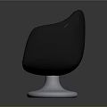 Modern Black Leather Chair With Rounded Armrests And Round Chrome Base