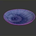 Modern Blue Sculptural Carving With Radial Stripes And Bowl Shaped Textured Design