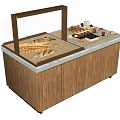 Food Display Cabinet With Wooden Structure Glass Cover And Assorted Dessert Pastries