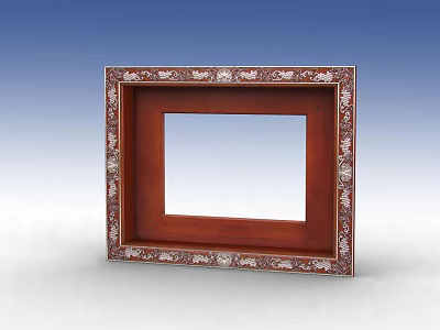 Wooden TV Stand with Decorative Carved Frame and Open Center Space Design 3d model