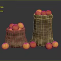 Fresh Orange And Yellow Fruits In Burlap Sacks With Scattered Pieces