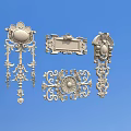Carved Metal Decorative Elements With Various Symmetrical Patterns On Blue Background 3d model