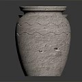 Three Handmade Textured Ceramic Vases On Black Smooth Surface With Reflection