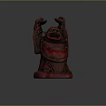 Red Laughing Buddha Sculpture Hand Carved With Raised Hands And Traditional Design