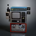 Vintage Headphone Speaker System With Retro Design Display Screen And Control Buttons 3d model