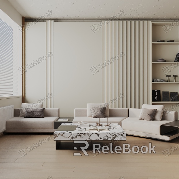 Modern three-seat sofa 3d model 