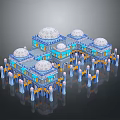 Ornate Islamic Architecture Design With Dome Structures Decorative Columns Arched Entrances And Symmetrical Patterns