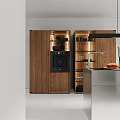 Modern Kitchen Interior With Wooden Cabinets Built in Oven Sink And Countertop Appliances