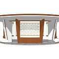 Modern Post Station Entrance With Circular Roof Wooden Lattice Screen And Glass Windows