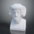White Decorative Furniture Sculpture With Bearded Ram Horns Male Head And Base