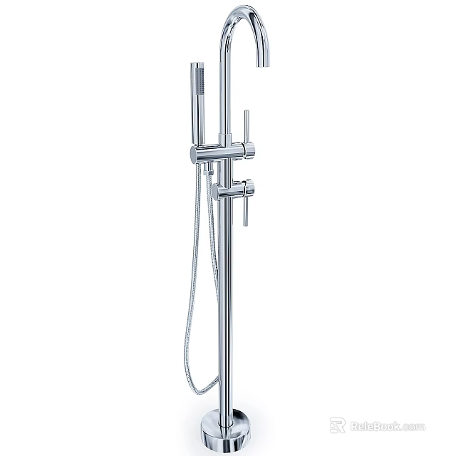 Modern Chrome Shower Faucet with Handheld Sprayer and Adjustable Column Design 3d model 