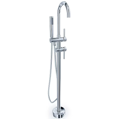 Modern Chrome Shower Faucet with Handheld Sprayer and Adjustable Column Design 3d model