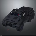 Military Armored Truck With Six Wheels Open Cargo Bed And Roof Lights