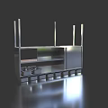 Modern Industrial Stainless Steel Cabinet With Multiple Shelves And Metal Frames