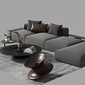 Modern Gray Sofa Coffee Table Set With Decorative Pillows Black Coffee Table And Gray Rug 3d model