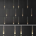 Bed Accent Wall With Dark Panels And Decorative Lights