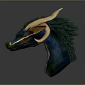 Detailed 3D Fantasy Dragon Head Model With Blue Green And Gold Accents