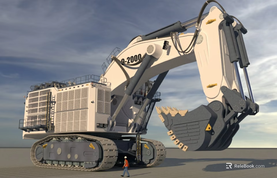 Large Crawler Excavator Model G-2000 With Massive Bucket For Construction Use 3d model 