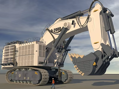 Large Crawler Excavator Model G-2000 With Massive Bucket For Construction Use 3d model
