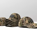 Camouflage Military Style Baseball Cap With Black Patch Stitching And Brim