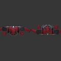 Futuristic Armored Sci Fi Character With Red Black Mechanical Armor Front Back View 3d model