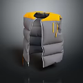 Gray And Yellow Padded Vest With Zipper Closure For Warm Daily Wear