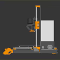 Modern 3D Printer With Gray Orange Frame Control Panel And Print Bed