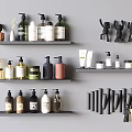 Organized Shelves With Various Daily Cleaning Products And Decorative Items
