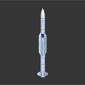 White Space Rocket With Yellow Stripe And Reflective Base For Cosmic Exploration