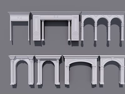 White Door Arches With Various Decorative Styles And Architectural Design Elements 3d model
