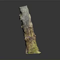 Natural Wood Stone Decorative Piece With Textured Surface And Green Moss Detail