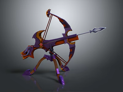3D Modeled Decorative Bow With Purple Orange Accents And Dragon Head Design 3d model