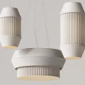 Three Modern White Pendant Lights With Ribbed Texture For Interior Design 3d model