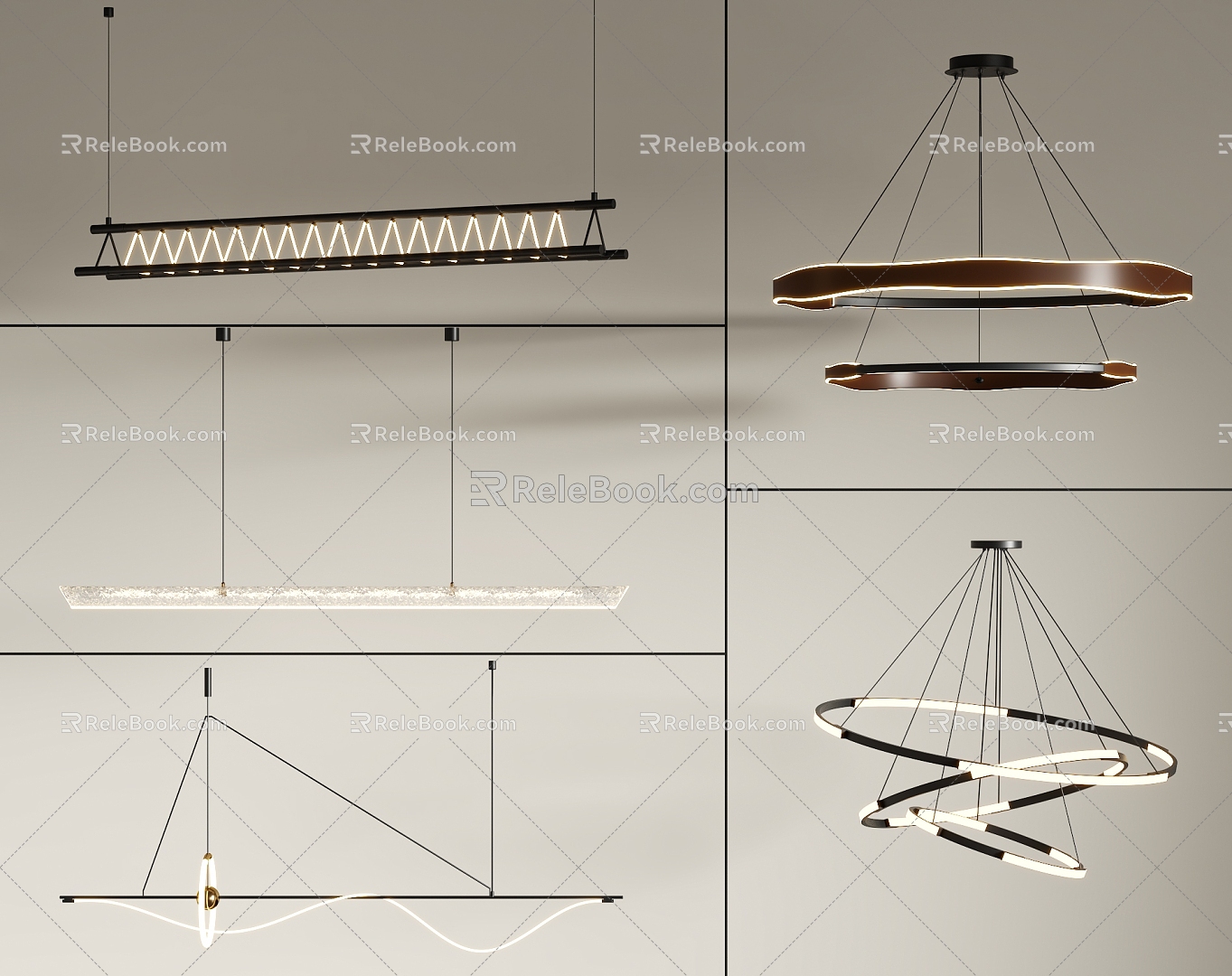 Modern chandelier combination 3d model