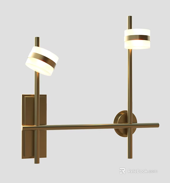 Hotel Room Interior Featuring Elegant Brass Wall Lamps With White Shades And Modern Design 3d model 