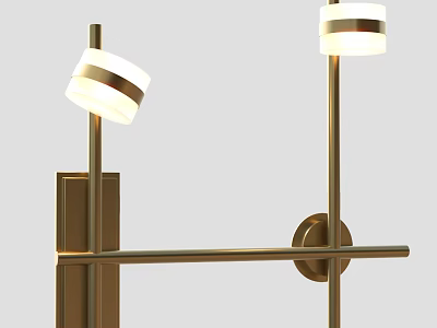 Hotel Room Interior Featuring Elegant Brass Wall Lamps With White Shades And Modern Design 3d model