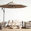 Modern Outdoor Sofa Set with Rattan Armchairs Umbrella and Coffee Table