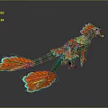 Fantasy Game Movie Character Dragon With Green Orange Scales Wings And Long Tail
