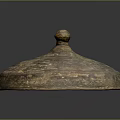 Ancient Sculpture Carving With Domed Lid Rounded Knob Top And Textured Surface