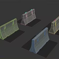 Concrete Construction Barriers Featuring Holes And Flat Base Design Four Units Arranged On Black Surface