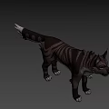 Animated Game Movie Character 3D Model With Striped Brown White Fur Standing Pose